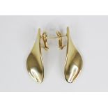 A pair of 18ct yellow gold abstract design earrings, each of plain polished twist form with post and