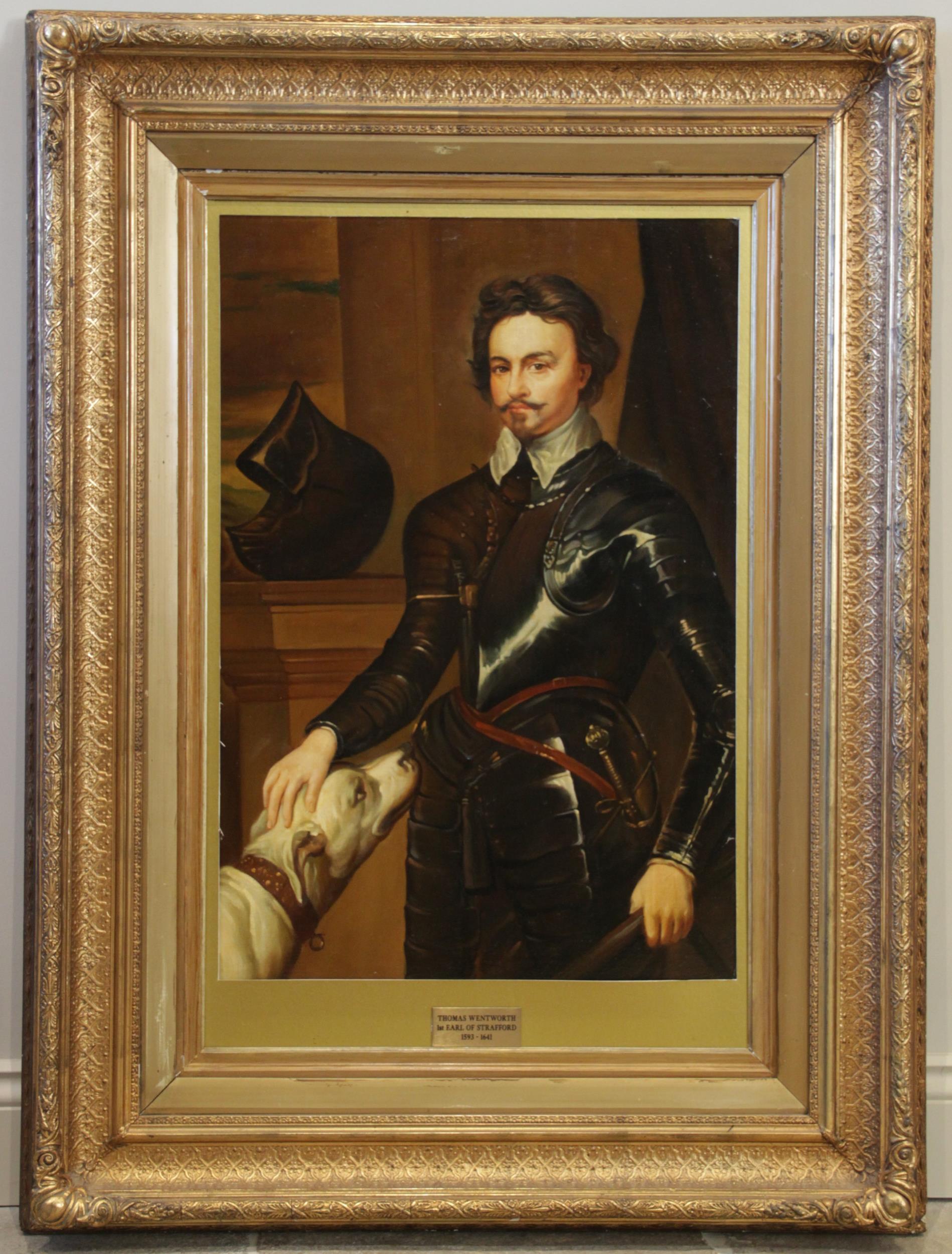 After Sir Anthony van Dyck (1599-1641), A 3/4 length portrait of Thomas Wentworth, 1st Earl of - Image 2 of 5