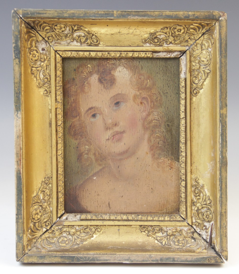 Continental school (19th century), Naive portrait of a young girl in the manner of Peter Paul - Image 2 of 3