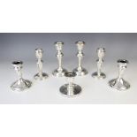 A pair of loaded silver candlesticks by W I Broadway & Co, Birmingham 1960, each 14.3cm high,