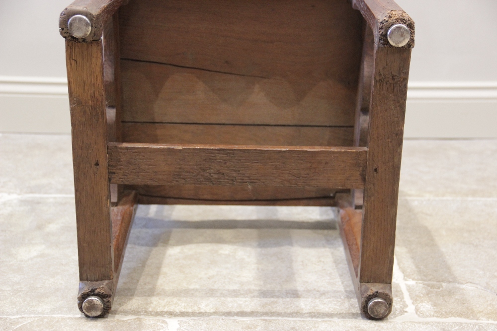 A 16th century jointed oak armchair, the two wavy back rails supported on chamfered supports - Image 9 of 14