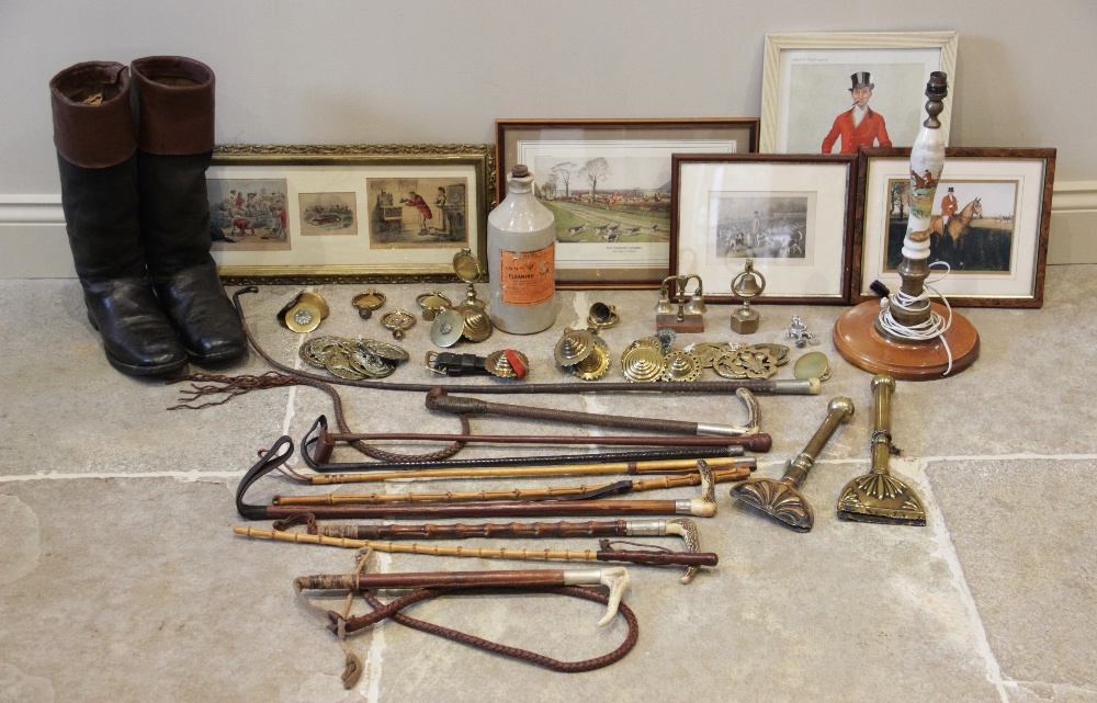 A pair of early 20th century Andertons leather riding boots (heel to toe 31cm), ten assorted