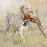 Sarah Clegg (British Contemporary), 'The Retrieve I (Pheasant)', Oil on canvas, Signed lower