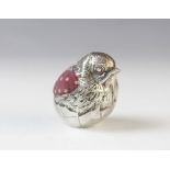 An Edwardian novelty silver pin cushion by Sampson Mordan & Co, Sheffield 1906, in the form of a