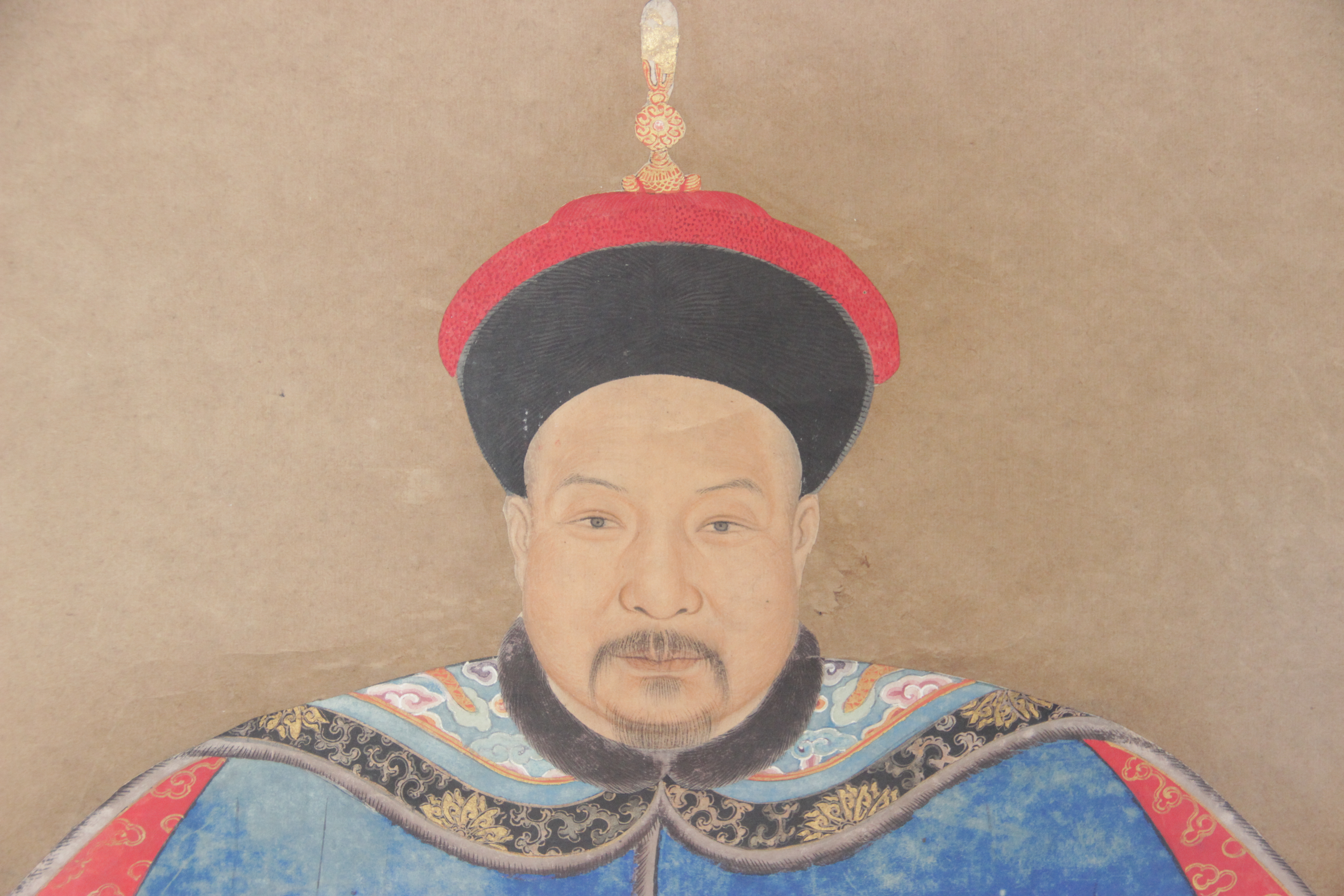 Chinese School (19th century), Gouache on paper, Ancestral Portrait of a 8th Rank Civil Official, - Bild 3 aus 7