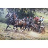 Judi Kent Pyrah (British contemporary), A carriage driving scene, Oil on board, Signed lower