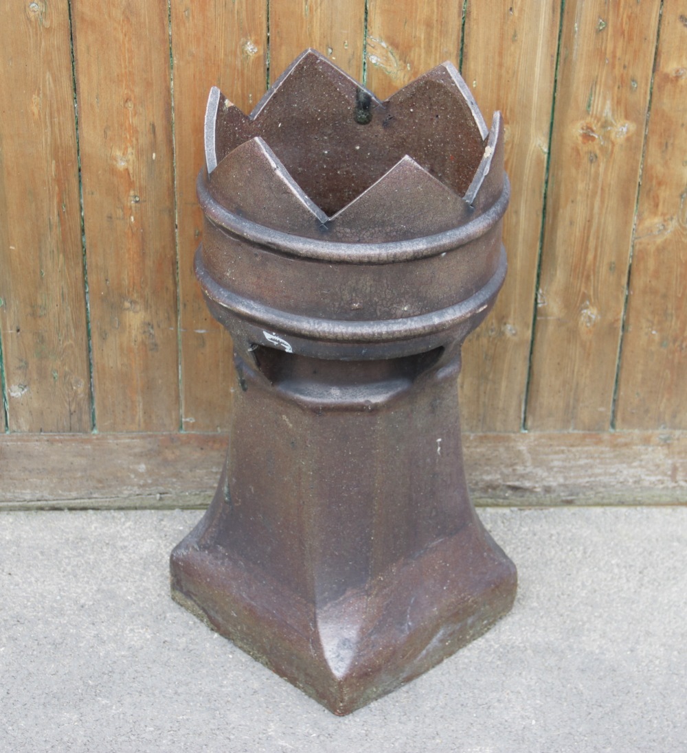 A Victorian salt glazed crown top chimney pot, 69cm high