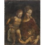 Italian school (18th century), Madonna and child with the infant John The Baptist, Unsigned, 98.