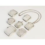 A selection of seven Victorian and later silver vesta cases, including one by J & R Griffin Ltd,