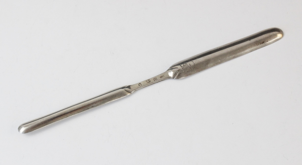 A George III Scottish silver marrow scoop by William Davie, Edinburgh 1776, of typical form, - Image 2 of 4