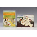 Mughal school (19th century), Two panels depicting erotic scenes from the Kama Sutra, Gouache on