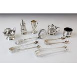 A three-piece silver cruet set, F G Richards, Birmingham 1957, comprising pepperette, wet mustard