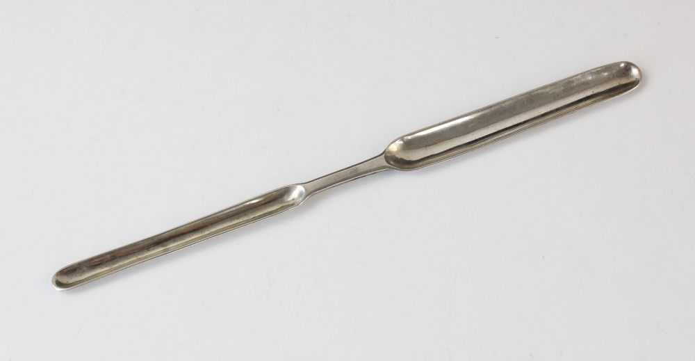 A George III Scottish silver marrow scoop by William Davie, Edinburgh 1776, of typical form,