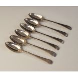 A set of six George III Old English pattern spoons, John Langlands I & John Robertson I, Newcastle