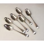 A set of six George III Old English pattern silver tablespoons, William Sumner & Richard Crossley,