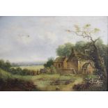 English school (19th century), A shepherd's cottage, Oil on board, Indistinctly signed lower left,