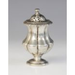 A William IV silver pounce pot, London 1833 (maker's marks worn) of lobed baluster form on raised