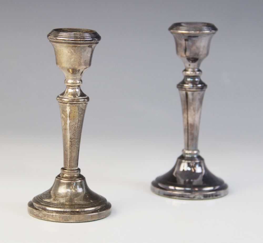 A pair of George V silver mounted glass table vestas, London 1911 (maker's marks worn), each of - Image 4 of 4