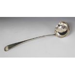 A George III Old English pattern silver ladle, Solomon Hougham, London 1799, 35cm long, weight 6.