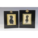 English school (19th century), Two silhouette portrait miniatures, Each depicting a lady bust
