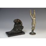 After Milo, bronze figure of a female nude, modelled in a seated position with drapery, upon a