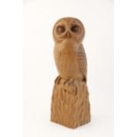 Workshop of Robert 'Mouseman' Thompson of Kilburn, a carved oak model of an owl, modelled standing
