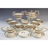 A Derby porcelain part tea service, early 19th century, comprising; a teapot and cover, a milk