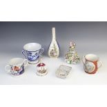 A selection of British and Continental porcelain, to include; a German porcelain bottle vase with