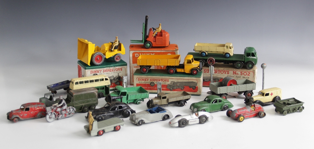 A collection of Diecast vehicles, to include a Dinky Supertoys Foden Flat Truck (No. 502), a Dinky