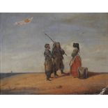 Flemish school (19th century), Fisherfolk on a beach, Oil on board, Unsigned, inscribed verso "