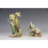 Two Bronte porcelain flower studies, 'Wild Daffodil', 19cm high, and 'Blackberry', 12cm high (2)