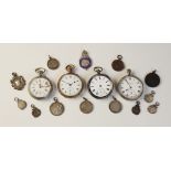 A selection of pocket watches and fob medallions, to include; a silver coloured Everite open face