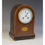 An Edwardian mahogany mantel clock by Samuel Marti, Paris and retailed by Mappin & Webb, the domed