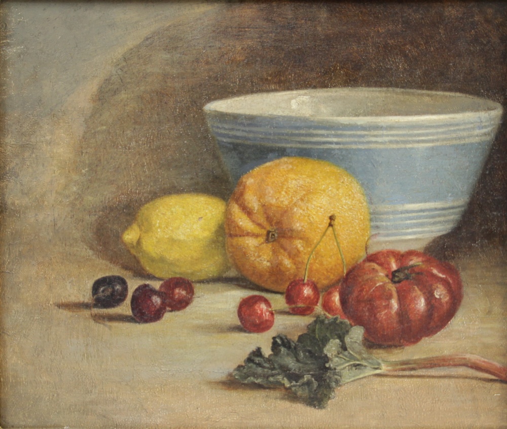 Circle of William Duffield (British, 1816-1863), Still life with fruit and bowl, Unsigned,