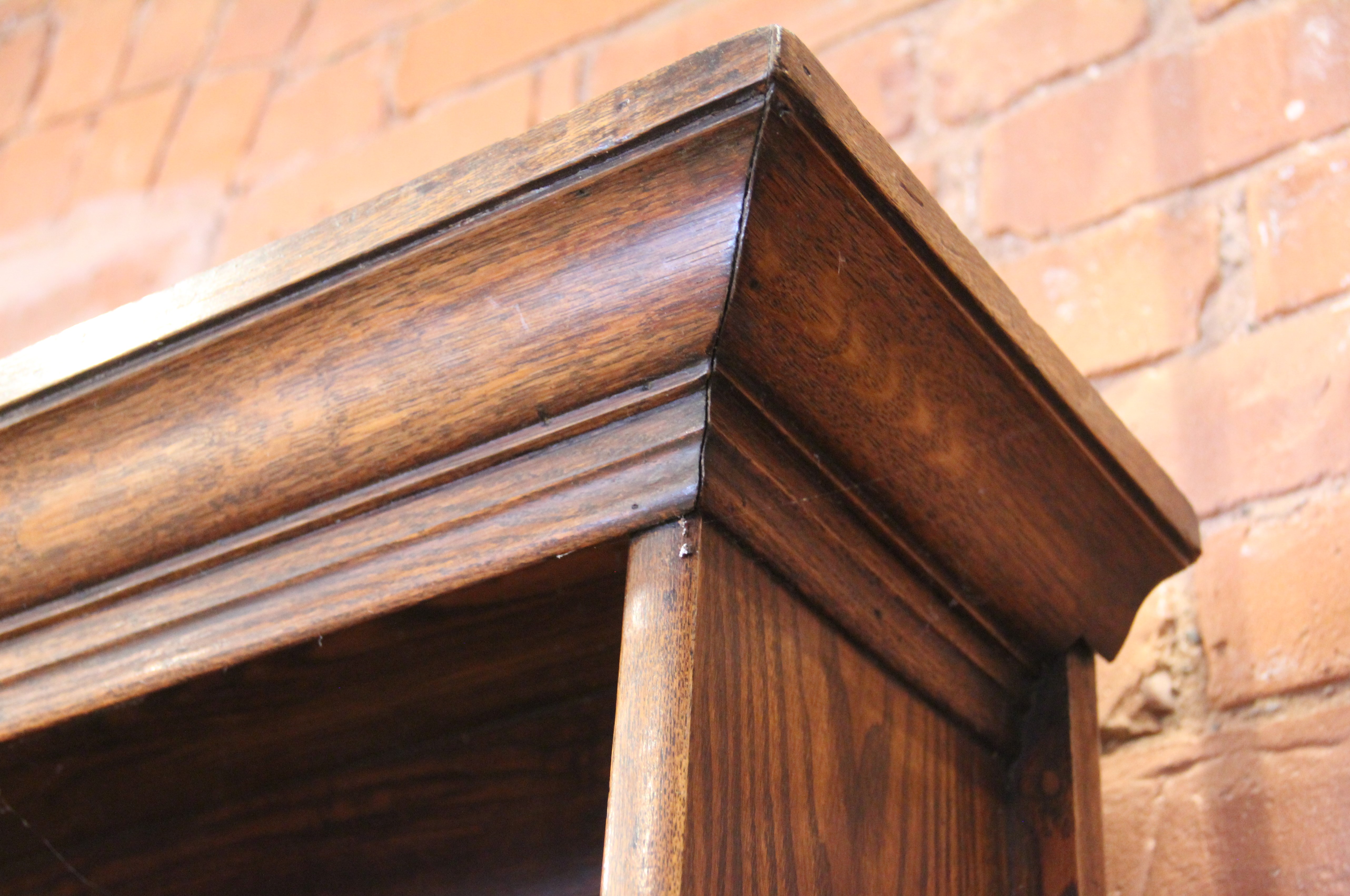 A mid 19th century elm dresser, possibly French, the high back with a moulded cornice over three - Image 11 of 15
