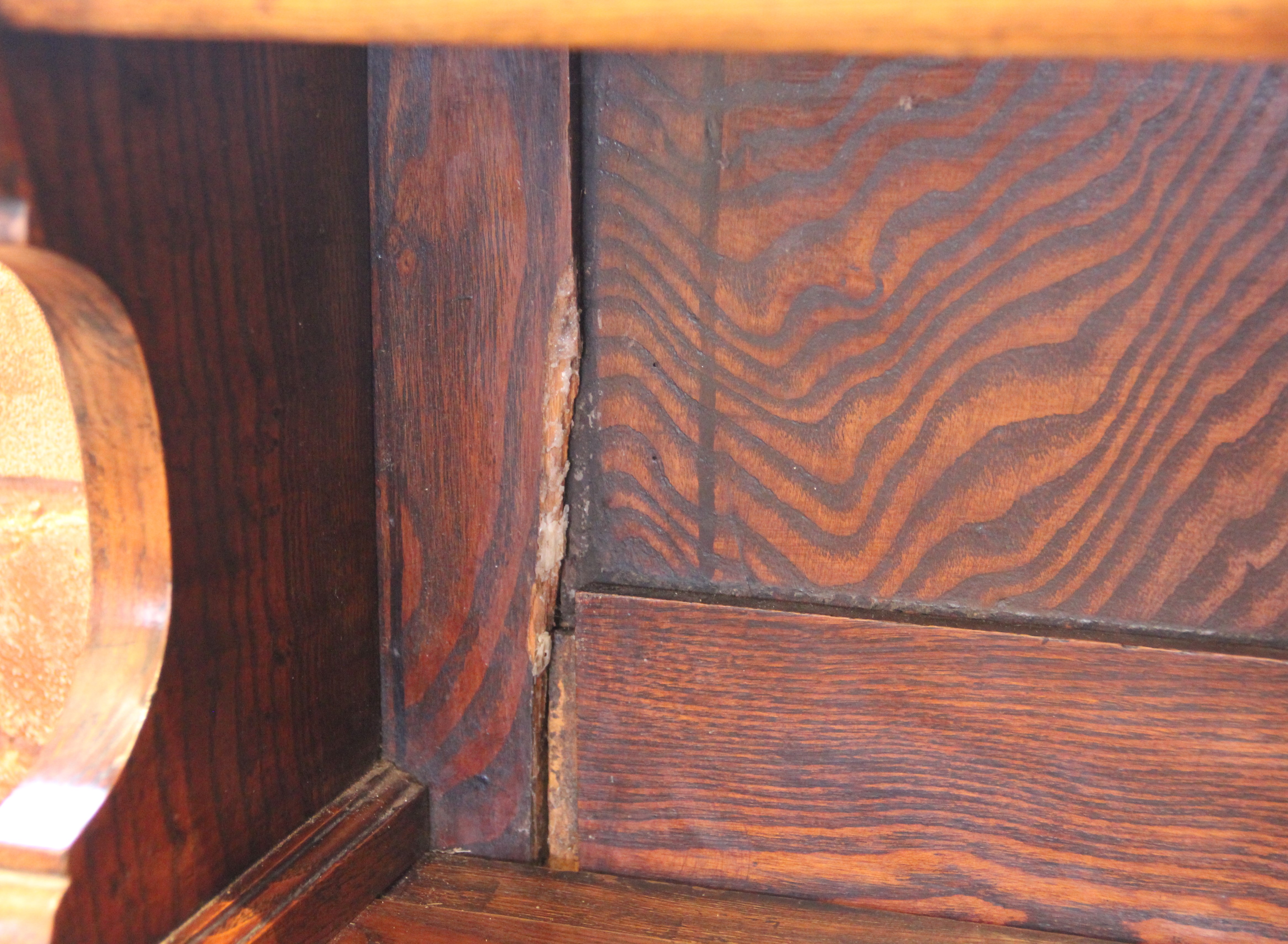 A mid 19th century elm dresser, possibly French, the high back with a moulded cornice over three - Image 2 of 15