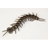A Japanese bronze articulated centipede okimono, Meiji period (1868-1912), 16cm long
