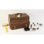 A pig skin Pittway & Brothers gentleman?s travelling Gladstone type vanity case, enclosing a