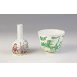 A Chinese porcelain miniature vase, Hongxian mark and possibly of the period, decorated in famille