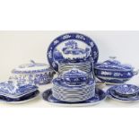 A extensive Wedgwood 'Fallow Deer' pattern blue and white part dinner service, 20th century,