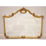 A Louis XVI style gilt wood and composite wall mirror, late 20th century, with a leaf and shell