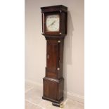 A George III oak cased thirty hour longcase clock signed D Humphreys, Machynlleth, the flat top hood
