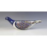 A Danish, Persian inspired, limited edition pottery bowl, 20th century, modelled as a peacock,
