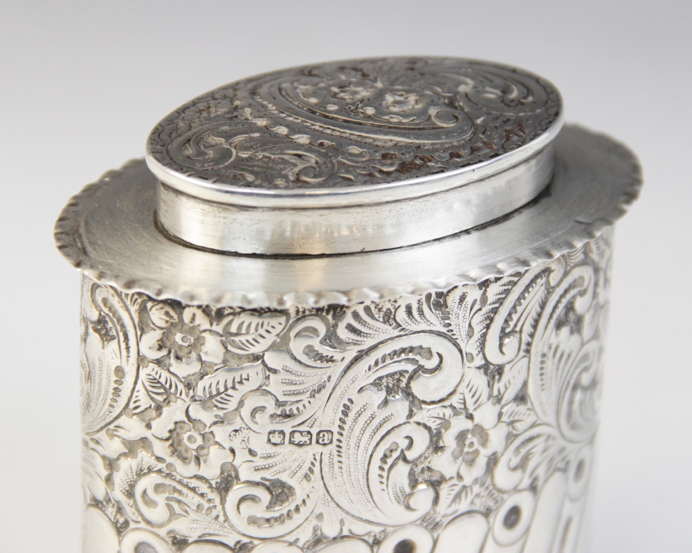 A George V silver tea caddy, William Hutton & Sons, Sheffield 1918, of oval form with waved borders, - Image 2 of 2