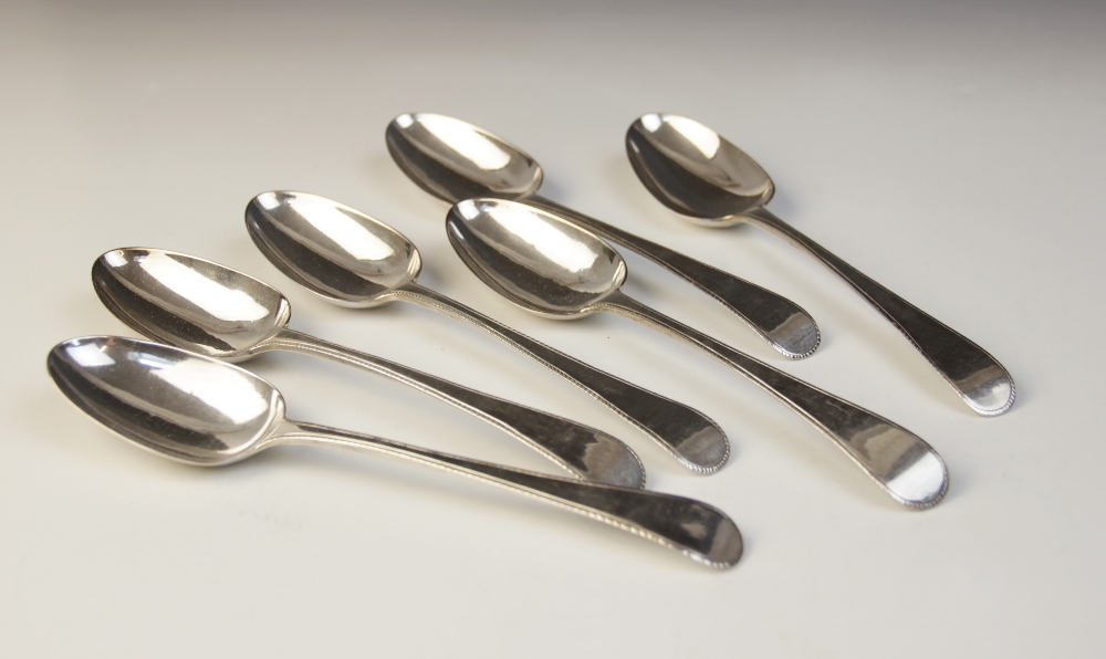 A set of six George III Old English pattern silver tablespoons, William Sumner & Richard Crossley, - Image 2 of 4