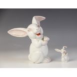 A vintage Rosenthal laughing rabbit, mid 20th century, modelled standing, 15.5cm high, with a