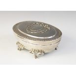 An Edwardian silver mounted jewellery casket, Henry Matthews, Birmingham 1906, of tapered oval