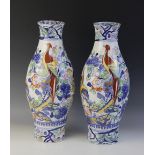 A pair of Masons Ironstone China vases of large proportions, early 20th century, of ovoid form,