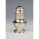 A George II silver muffineer, Samuel Welder, London 1731, of baluster form on raised circular foot