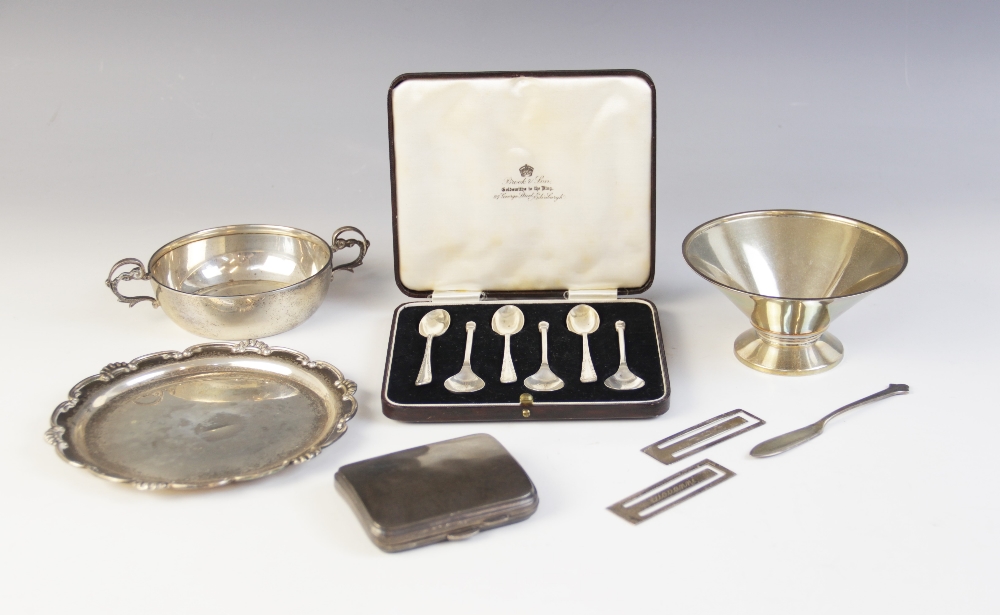 A selection of silver tableware, to include; a George VI silver wine taster, Emile Viner, - Image 2 of 2